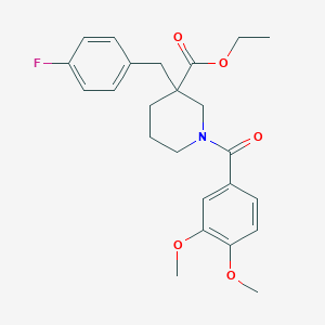 molecular formula C24H28FNO5 B3975877 ethyl 1-(3,4-dimethoxybenzoyl)-3-(4-fluorobenzyl)-3-piperidinecarboxylate 