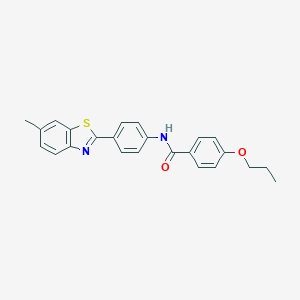 molecular formula C24H22N2O2S B397589 N-[4-(6-methyl-1,3-benzothiazol-2-yl)phenyl]-4-propoxybenzamide 