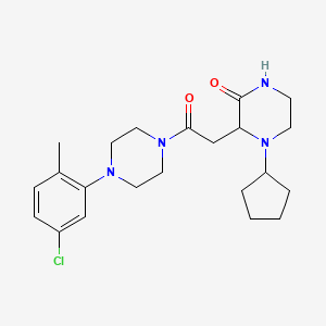 molecular formula C22H31ClN4O2 B3975893 3-{2-[4-(5-chloro-2-methylphenyl)-1-piperazinyl]-2-oxoethyl}-4-cyclopentyl-2-piperazinone 