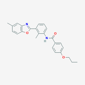 molecular formula C25H24N2O3 B397591 N-[2-methyl-3-(5-methyl-1,3-benzoxazol-2-yl)phenyl]-4-propoxybenzamide 