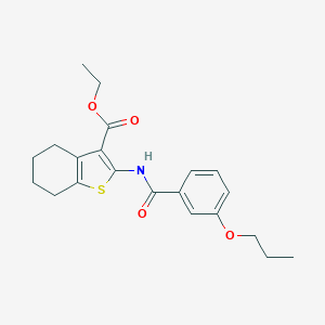 molecular formula C21H25NO4S B397593 Ethyl 2-[(3-propoxybenzoyl)amino]-4,5,6,7-tetrahydro-1-benzothiophene-3-carboxylate 