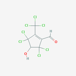 molecular formula C7H3Cl7O2 B039760 (+)-4-羟基-3,3,5,5-四氯-2-(三氯甲基)-1-环戊烯-1-甲醛 CAS No. 122006-32-0