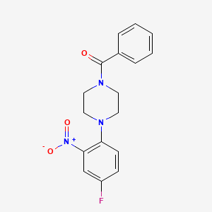 molecular formula C17H16FN3O3 B3976001 1-benzoyl-4-(4-fluoro-2-nitrophenyl)piperazine 