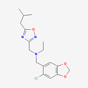 molecular formula C17H22ClN3O3 B3976019 N-[(6-chloro-1,3-benzodioxol-5-yl)methyl]-N-[(5-isobutyl-1,2,4-oxadiazol-3-yl)methyl]ethanamine 