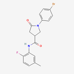 molecular formula C18H16BrFN2O2 B3976104 1-(4-bromophenyl)-N-(2-fluoro-5-methylphenyl)-5-oxo-3-pyrrolidinecarboxamide 