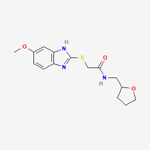 molecular formula C15H19N3O3S B3976124 2-[(5-methoxy-1H-benzimidazol-2-yl)thio]-N-(tetrahydro-2-furanylmethyl)acetamide 