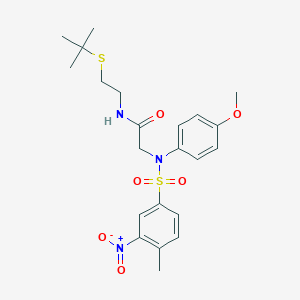 molecular formula C22H29N3O6S2 B3976133 N~1~-[2-(tert-butylthio)ethyl]-N~2~-(4-methoxyphenyl)-N~2~-[(4-methyl-3-nitrophenyl)sulfonyl]glycinamide 