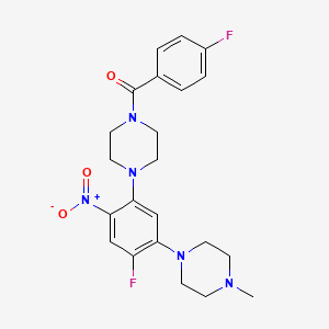 molecular formula C22H25F2N5O3 B3976137 1-(4-fluorobenzoyl)-4-[4-fluoro-5-(4-methyl-1-piperazinyl)-2-nitrophenyl]piperazine 