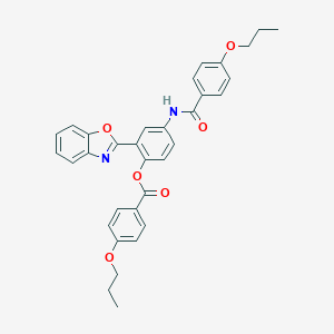 molecular formula C33H30N2O6 B397614 2-(1,3-Benzoxazol-2-yl)-4-[(4-propoxybenzoyl)amino]phenyl 4-propoxybenzoate 