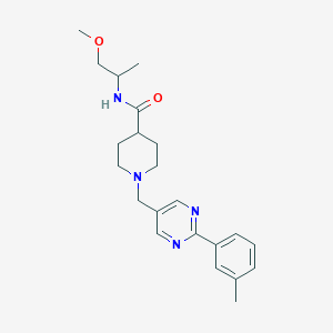 molecular formula C22H30N4O2 B3976145 N-(2-methoxy-1-methylethyl)-1-{[2-(3-methylphenyl)pyrimidin-5-yl]methyl}piperidine-4-carboxamide 