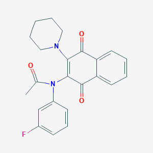 N-[1,4-dioxo-3-(1-piperidinyl)-1,4-dihydro-2-naphthalenyl]-N-(3-fluorophenyl)acetamide