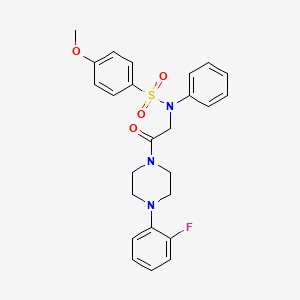molecular formula C25H26FN3O4S B3976254 N-{2-[4-(2-fluorophenyl)-1-piperazinyl]-2-oxoethyl}-4-methoxy-N-phenylbenzenesulfonamide 