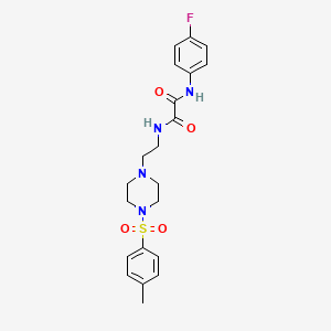 molecular formula C21H25FN4O4S B3976259 N-(4-fluorophenyl)-N'-(2-{4-[(4-methylphenyl)sulfonyl]-1-piperazinyl}ethyl)ethanediamide 