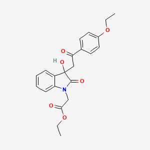 molecular formula C22H23NO6 B3976276 ethyl {3-[2-(4-ethoxyphenyl)-2-oxoethyl]-3-hydroxy-2-oxo-2,3-dihydro-1H-indol-1-yl}acetate 