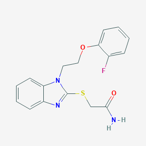 molecular formula C17H16FN3O2S B397628 2-({1-[2-(2-fluorophenoxy)ethyl]-1H-benzimidazol-2-yl}sulfanyl)acetamide 