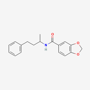 molecular formula C18H19NO3 B3976321 N-(1-methyl-3-phenylpropyl)-1,3-benzodioxole-5-carboxamide 