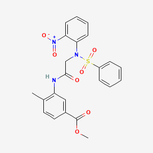 molecular formula C23H21N3O7S B3976330 methyl 4-methyl-3-{[N-(2-nitrophenyl)-N-(phenylsulfonyl)glycyl]amino}benzoate 