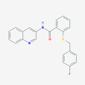 molecular formula C23H17FN2OS B3976363 2-[(4-fluorobenzyl)thio]-N-3-quinolinylbenzamide 