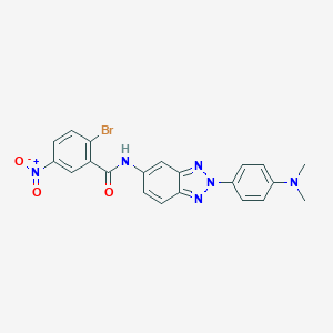 molecular formula C21H17BrN6O3 B397640 2-bromo-N-{2-[4-(dimethylamino)phenyl]-2H-1,2,3-benzotriazol-5-yl}-5-nitrobenzamide 