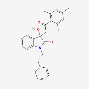 molecular formula C27H27NO3 B3976422 3-hydroxy-3-(2-mesityl-2-oxoethyl)-1-(2-phenylethyl)-1,3-dihydro-2H-indol-2-one 