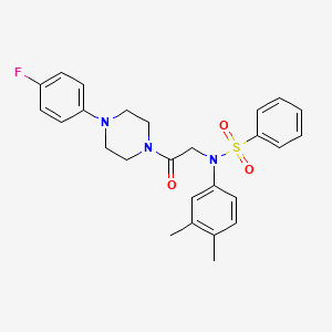 molecular formula C26H28FN3O3S B3976427 N-(3,4-dimethylphenyl)-N-{2-[4-(4-fluorophenyl)-1-piperazinyl]-2-oxoethyl}benzenesulfonamide 
