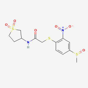 molecular formula C13H16N2O6S3 B3976435 N-(1,1-dioxidotetrahydro-3-thienyl)-2-{[4-(methylsulfinyl)-2-nitrophenyl]thio}acetamide 