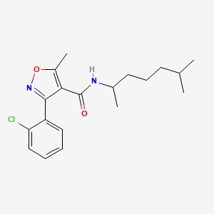 molecular formula C19H25ClN2O2 B3976455 3-(2-chlorophenyl)-N-(1,5-dimethylhexyl)-5-methyl-4-isoxazolecarboxamide 