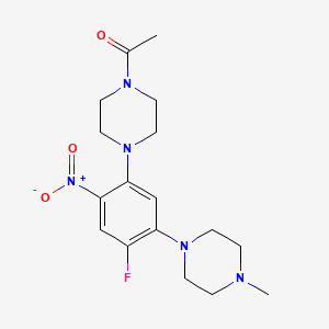 molecular formula C17H24FN5O3 B3976466 1-acetyl-4-[4-fluoro-5-(4-methyl-1-piperazinyl)-2-nitrophenyl]piperazine 
