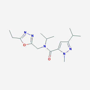 molecular formula C16H25N5O2 B3976476 N-[(5-ethyl-1,3,4-oxadiazol-2-yl)methyl]-N,3-diisopropyl-1-methyl-1H-pyrazole-5-carboxamide 
