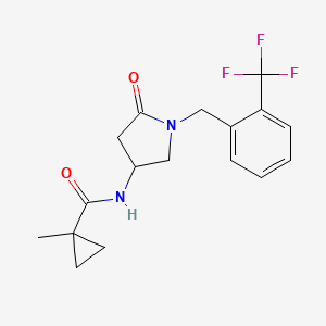 molecular formula C17H19F3N2O2 B3976545 1-methyl-N-{5-oxo-1-[2-(trifluoromethyl)benzyl]-3-pyrrolidinyl}cyclopropanecarboxamide 