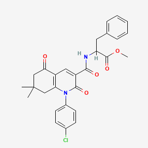 molecular formula C28H27ClN2O5 B3976548 methyl N-{[1-(4-chlorophenyl)-7,7-dimethyl-2,5-dioxo-1,2,5,6,7,8-hexahydro-3-quinolinyl]carbonyl}phenylalaninate 