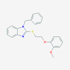 molecular formula C23H22N2O2S B397656 1-benzyl-2-{[2-(2-methoxyphenoxy)ethyl]sulfanyl}-1H-benzimidazole 