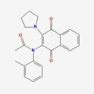 molecular formula C23H22N2O3 B3976578 N-[1,4-dioxo-3-(1-pyrrolidinyl)-1,4-dihydro-2-naphthalenyl]-N-(2-methylphenyl)acetamide 