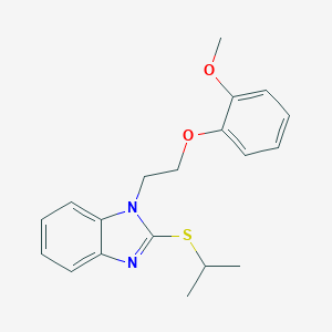 molecular formula C19H22N2O2S B397658 2-Methoxy-1-{2-[2-(methylethylthio)benzimidazolyl]ethoxy}benzene 