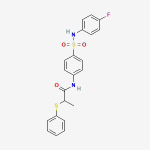 molecular formula C21H19FN2O3S2 B3976588 N-(4-{[(4-fluorophenyl)amino]sulfonyl}phenyl)-2-(phenylthio)propanamide 