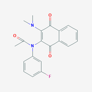 N-[3-(dimethylamino)-1,4-dioxo-1,4-dihydro-2-naphthalenyl]-N-(3-fluorophenyl)acetamide