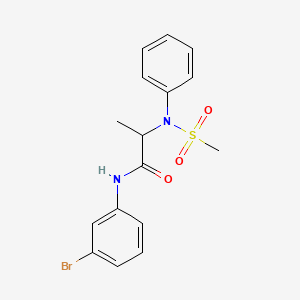 molecular formula C16H17BrN2O3S B3976602 N~1~-(3-bromophenyl)-N~2~-(methylsulfonyl)-N~2~-phenylalaninamide 