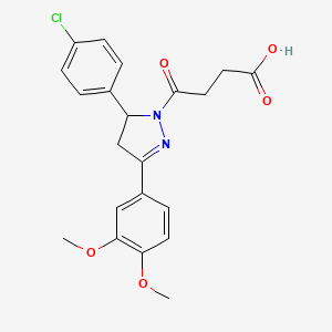 molecular formula C21H21ClN2O5 B3976668 4-[5-(4-chlorophenyl)-3-(3,4-dimethoxyphenyl)-4,5-dihydro-1H-pyrazol-1-yl]-4-oxobutanoic acid 