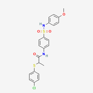 molecular formula C22H21ClN2O4S2 B3976689 2-[(4-chlorophenyl)thio]-N-(4-{[(4-methoxyphenyl)amino]sulfonyl}phenyl)propanamide 