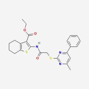 molecular formula C24H25N3O3S2 B3976725 ethyl 2-({[(4-methyl-6-phenyl-2-pyrimidinyl)thio]acetyl}amino)-4,5,6,7-tetrahydro-1-benzothiophene-3-carboxylate 