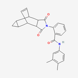N-(3,4-dimethylphenyl)-2-(3,5-dioxo-4-azatetracyclo[5.3.2.0~2,6~.0~8,10~]dodec-11-en-4-yl)benzamide