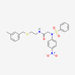 molecular formula C24H25N3O5S2 B3976768 N~1~-{2-[(3-methylbenzyl)thio]ethyl}-N~2~-(4-nitrophenyl)-N~2~-(phenylsulfonyl)glycinamide 