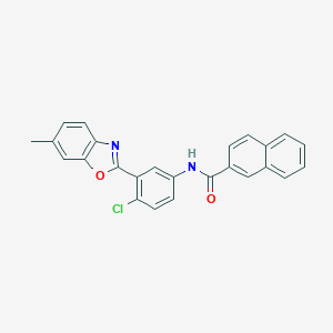 molecular formula C25H17ClN2O2 B397677 N-[4-chloro-3-(6-methyl-1,3-benzoxazol-2-yl)phenyl]-2-naphthamide 