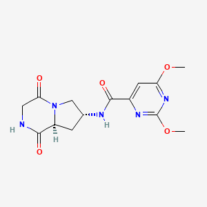 molecular formula C14H17N5O5 B3976776 N-[(7R,8aS)-1,4-dioxooctahydropyrrolo[1,2-a]pyrazin-7-yl]-2,6-dimethoxypyrimidine-4-carboxamide 