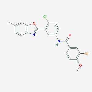 molecular formula C22H16BrClN2O3 B397680 3-bromo-N-[4-chloro-3-(6-methyl-1,3-benzoxazol-2-yl)phenyl]-4-methoxybenzamide 