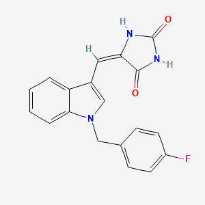 molecular formula C19H14FN3O2 B3976807 5-{[1-(4-fluorobenzyl)-1H-indol-3-yl]methylene}-2,4-imidazolidinedione 