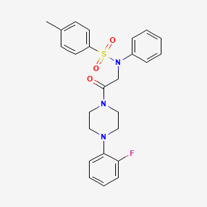 molecular formula C25H26FN3O3S B3976820 N-{2-[4-(2-fluorophenyl)-1-piperazinyl]-2-oxoethyl}-4-methyl-N-phenylbenzenesulfonamide 