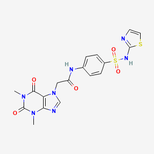 molecular formula C18H17N7O5S2 B3976874 2-(1,3-dimethyl-2,6-dioxo-1,2,3,6-tetrahydro-7H-purin-7-yl)-N-{4-[(1,3-thiazol-2-ylamino)sulfonyl]phenyl}acetamide 