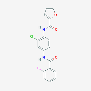 molecular formula C18H12ClIN2O3 B397690 N-{2-chloro-4-[(2-iodobenzoyl)amino]phenyl}-2-furamide 