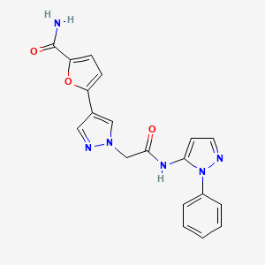 molecular formula C19H16N6O3 B3976901 5-(1-{2-oxo-2-[(1-phenyl-1H-pyrazol-5-yl)amino]ethyl}-1H-pyrazol-4-yl)-2-furamide 